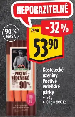 Albert Kostelecké uzeniny Poctivé vídeňské párky nabídka