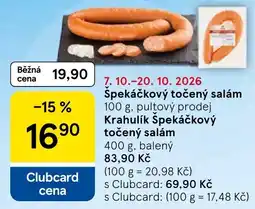 Tesco Krahulík špekáčkový točený salám nabídka