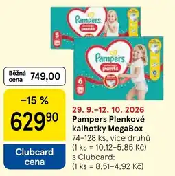 Tesco Pampers Plenkove kalhotky MegaBox nabídka