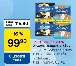 Tesco Always Dámské vložky nabídka