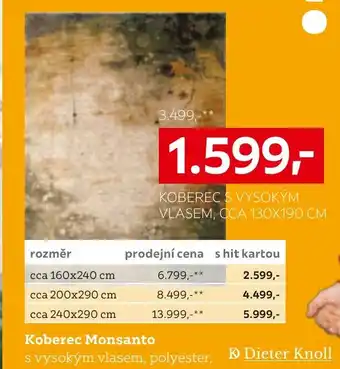Dieter Knoll Koberec Monsanto s vysokým vlasem, polyester