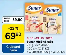 Tesco Sunar mléčná kaše nabídka