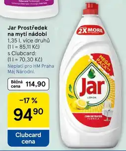 Tesco Jar prostředek na mytí nádobí nabídka