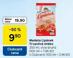 Tesco Madeta Lipánek Trvanlivé mléko nabídka