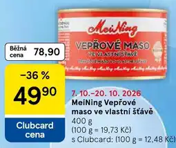 Tesco MeiNing vepřové maso ve vlastní šťávě nabídka