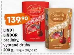 Trefa Lindt lindor pralinky, vybrané druhy nabídka