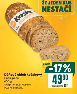 Billa Kvasko dýňový chléb kváskový nabídka