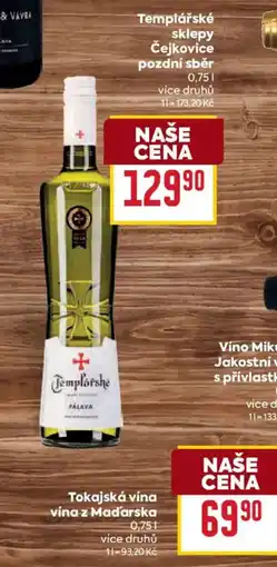 Billa Templářské vina z Maďarska nabídka