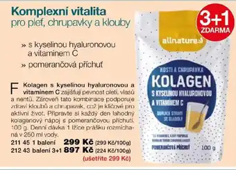 Allnatures kolagen s kyselinou hyaluronovou a vitaminem c pomerančová příchut