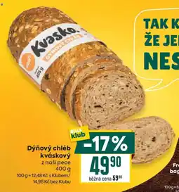 Billa Kvasko dýňový chléb kváskový nabídka