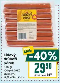 Billa Lidový drůbeží párek nabídka