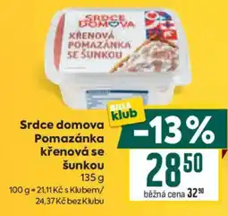 Billa Srdce domova pomazánka křenová se šunkou nabídka
