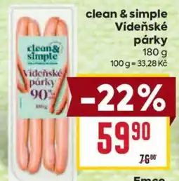 Billa clean & simple vídeňské párky nabídka