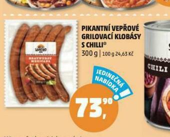 Penny Market Pikantní vepřové grilovací klobásy s chilli nabídka