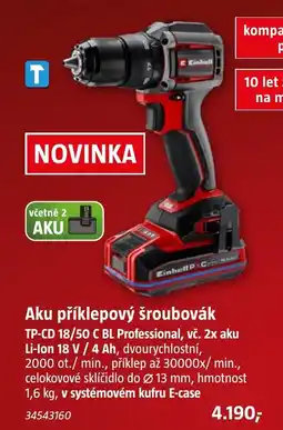 Bauhaus Einhell Aku příklepový šroubovák TP-CD 18/50 C BL Professional nabídka