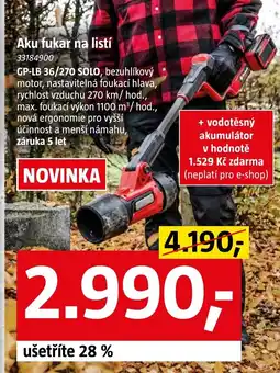 Bauhaus Aku fukar na listý GP-LB 36/270 SOLO nabídka