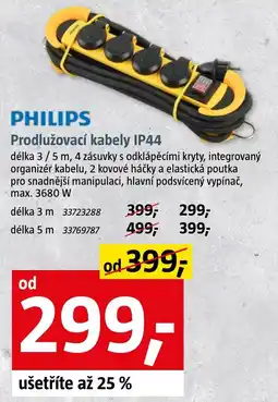 Bauhaus Philips prodlužovací kabely IP44 nabídka