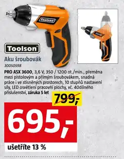 Bauhaus Toolson aku šroubovák nabídka