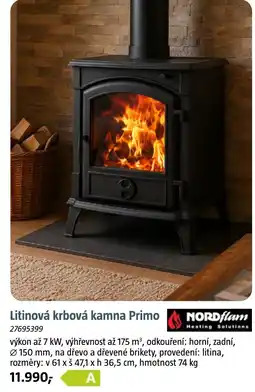 Bauhaus Nordflam litinová krbová kamna Primo nabídka