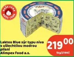 Brněnka Alimpex food a.s. Laktos Blue sýr typu niva s ušlechtilou modrou plísňí nabídka