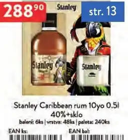 Qanto Stanley Caribbean rum 10yo 40%+sklo nabídka