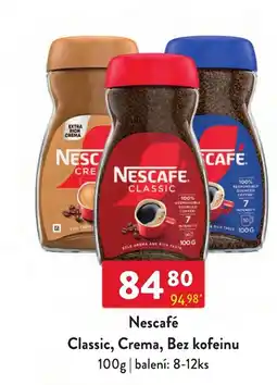 Qanto Nescafe Classic, Crema, Bez kofeinu nabídka