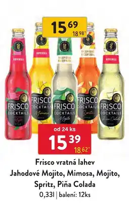 Qanto Frisco vratná lahev Jahodové Mojito, Mimosa, Mojito, Spritz, Piña Colada nabídka