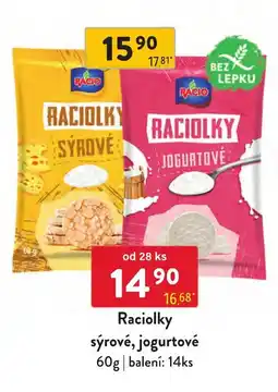 Qanto Racio raciolky sýrové, jogurtové nabídka