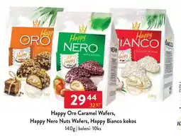 Qanto Happy Oro Caramel Wafers, Happy Nero Nuts Wafers, Happy Bianco kokos nabídka