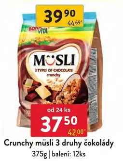 Qanto Möslí crunchy 3 druhy čokolády nabídka
