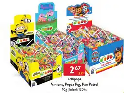 Qanto Lollipops Minions, Peppa Pig, Paw Patrol nabídka