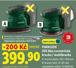 Lidl PARKSIDE 20 V Aku excentrická bruska / multibruska nabídka