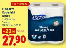 Lidl FLORALYS Kuchyňské utěrky 2 x 100 útržků, 3-vrstvé nabídka