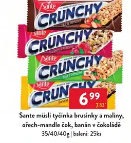 Qanto Sante müsli tyčinka brusinku a maliny, ořech-mandle čok, banán v čokoládě nabídka