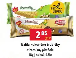 Qanto Balila kukuřičné trubičky tiramisu, pistácie nabídka