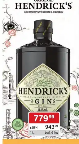 Qanto Hendrick's gin infuzovaný růžemi a okurkou nabídka