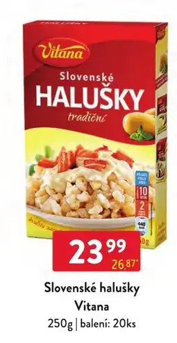 Qanto Vitana slovenske halusky tradiční nabídka