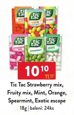 Qanto Tic Tac Strawberry mix, Fruity mix, Mint, Orange, Spearmint, Exotic escape nabídka