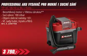Einhell professional aku vysavač pro mokré i suché sání tp-vc 18/10 li bl l-solo