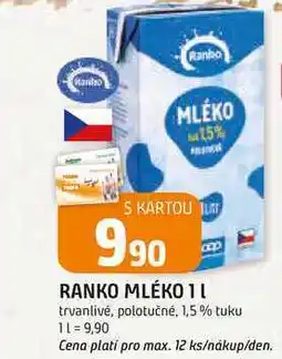 Trefa RANKO MLÉKO 1l trvanlivé, polotučné, 1,5% tuku nabídka