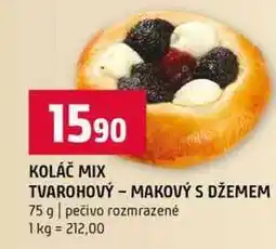 Terno KOLÁČ MIX TVAROHOVÝ MAKOVÝ S DŽEMEM 75 g pečivo rozmrazené nabídka