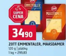 Terno ZOTT EMMENTALER, MAASDAMER 120 g plátky nabídka