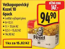 Albert Velkopopovický Kozel 10 – 6pack nabídka