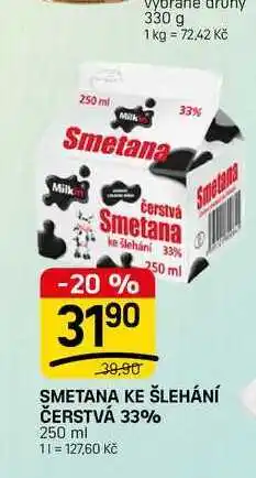 Flop SMETANA KE ŠLEHÁNÍ ČERSTVÁ 33% nabídka