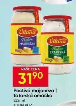 Hruška Vitana Poctivá tatarská omáčka, majonéza 225ml, vybrané druhy nabídka