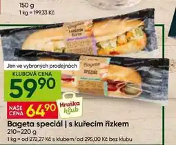 Hruška Bageta speciál s kuřecím řízkem nabídka
