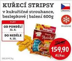 RABBIT řeznictví KUŘECÍ STRIPSY v kukuřičné strouhance, bezlepkové balení nabídka