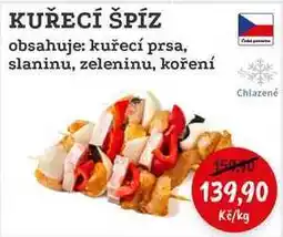 RABBIT řeznictví KUŘECÍ ŠPÍZ obsahuje: kuřecí prsa, slaninu, zeleninu, koření nabídka