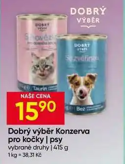 Hruška Dobrý výběr Konzerva pro kočky psy vybrané druhy nabídka