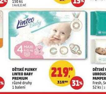 Penny Market Linteo dětské pleny nabídka
